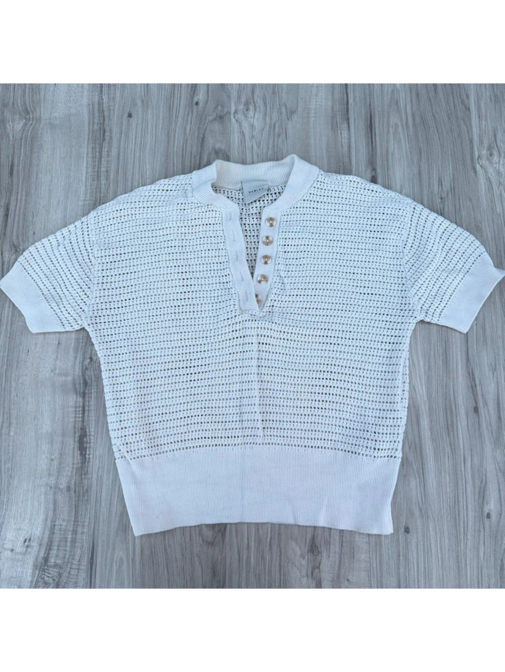 Varley Callie Knit Top White Crochet XS